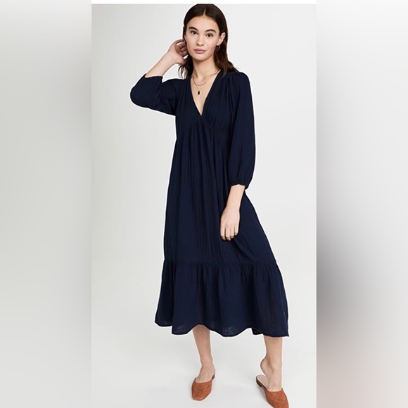 XiRENA Dresses Xirena Ella Dress Cotton Gauze Size Medium Navy Blue